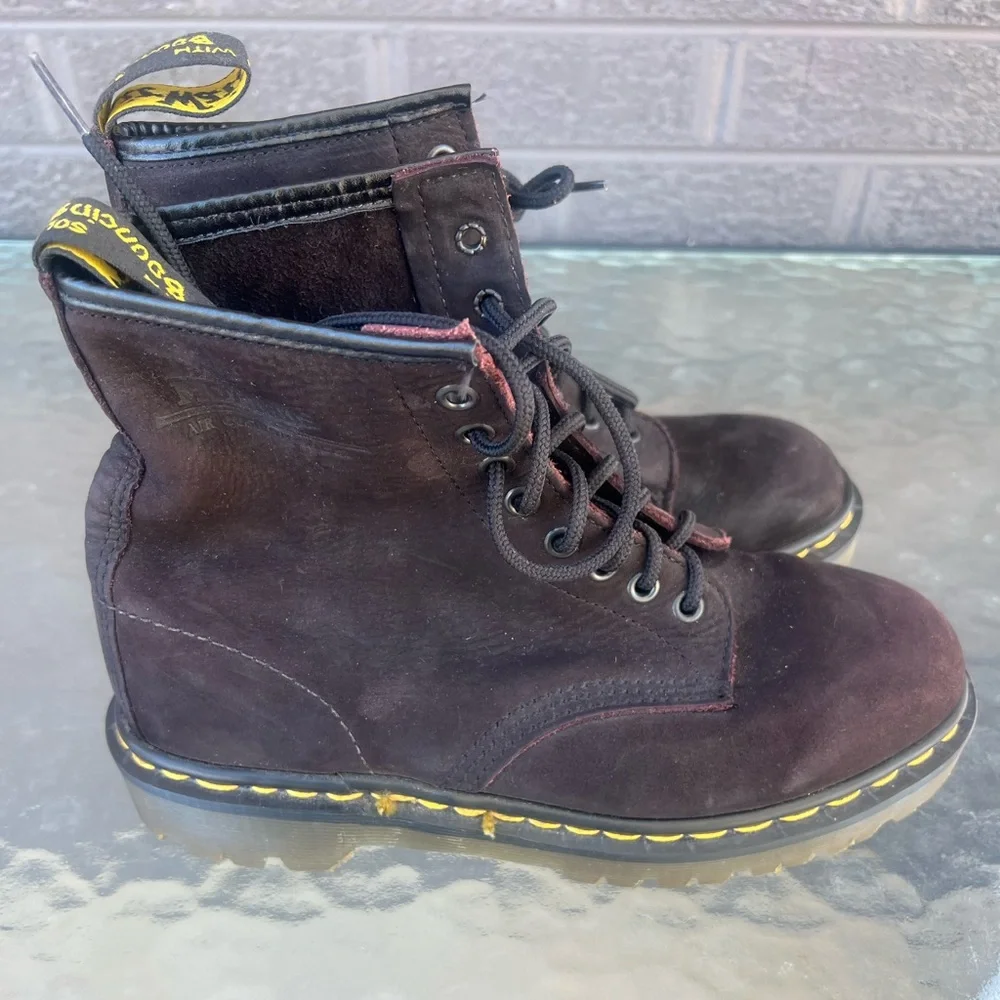 Dr. Martens 1460 Made in England Wax Commander   Lace Boots Burgundy US Sz 10 W